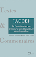 Sur l'entreprise du criticisme de ramener la raison à l'entendement